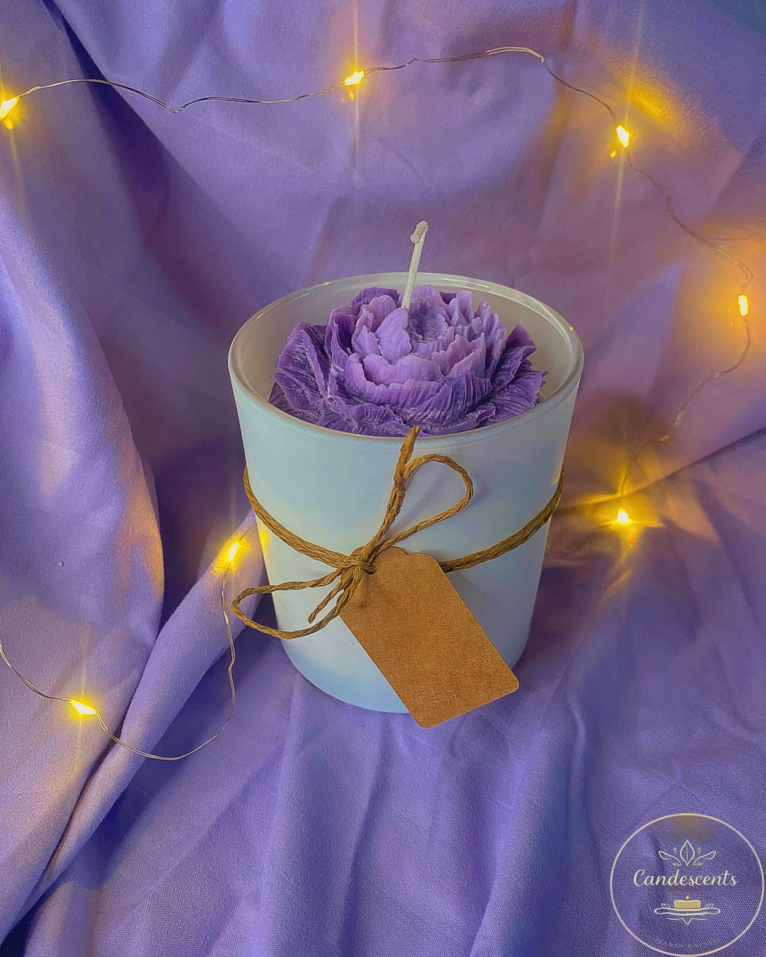 14 Oz Scented Candle in a White Frosted Glass Featuring a Delicate ...