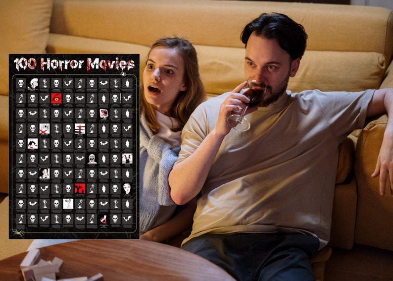 100 Horror Movies Scratch off Poster Top Movie Bucket List Etsy Australia