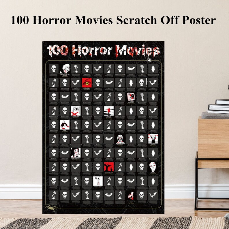 100 Horror Movies Scratch off Poster Top Movie Bucket List Etsy Australia