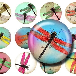 1.5 inch Circle Dragonfly- Designs for Pendant,ScrapBooking and Bottle Cap -Printable Collage Instant Download