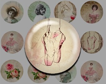 Ballet -30mm Circle Designs for Pendant,ScrapBooking and Bottle Cap -Printable Collage Instant Download