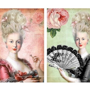 5x7 印刷可能な美しいマリー アントワネット画像 No.4 - 印刷可能なポストカード、プリント、スクラップブッキング用品、ペーパー クラフト、デジタル コラージュ シート