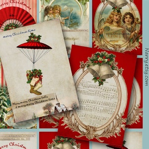 Merry merry Christmas time-9 vintage Images - For ATC, Aceo and Tags-Printable Collage Instant Download
