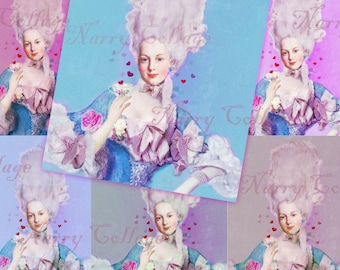 Marie Antoinette Valentines Tea Art - 8x10 Printables Download Art