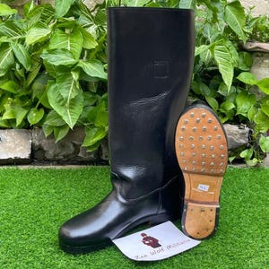 Handmade German Army Leather Jack Boot Leather Sole With Hobnails And Heel Plate. German Boot, Jackboot, German Jack Boot, Leather Boot.