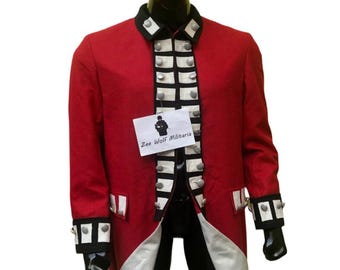 British Redcoat Costume – 18th Century Revolutionary War Uniform,Colonial Soldier Jacket, Historical Reenactment, Halloween, Military Attire