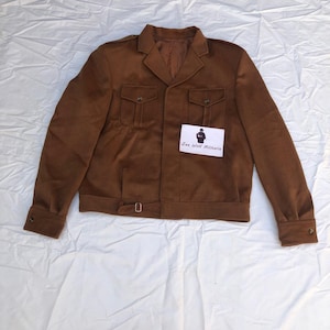 Vintage WWII Style British Army Khaki Wool Uniform Set – Repro Military Tunic & Trousers – Historical Military Costume.