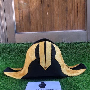 Napoleonic Bicorne Hat | Gold Trimmed Officer Dress Hat | Historical Military Reenactment Costume | Handmade Vintage Replica.