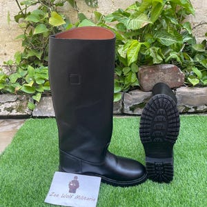 Handmade German Officer Round Toe Tall Boot With Rubber Sole Sole. German Boot, Tall Boot, Leather Boot, Men Boot, Military Boot, Booties