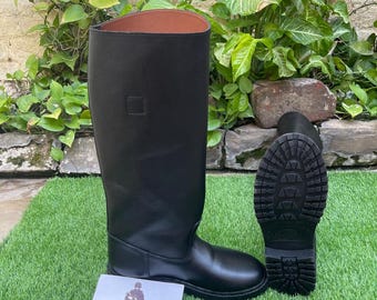 Botas altas de cuero hechas a mano para oficiales alemanes, estilo militar.