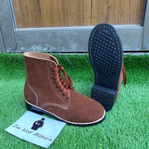 USMC BOONDOCKER Boots – Roughout Leather Ankle Combat Boots – Handmade Vintage Military Footwear with Rubber Sole, Army Boot, Unisex Boot.