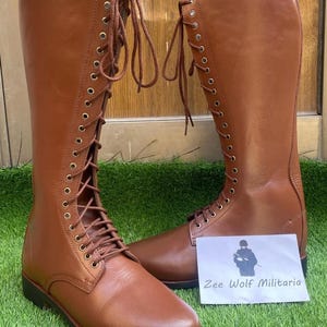 Handmade German SA Officer Leather Long Boot With Leather Sole Brown Color. Boot, Military Boot, German Boot, Men Boot, Long Boot. SA Boot