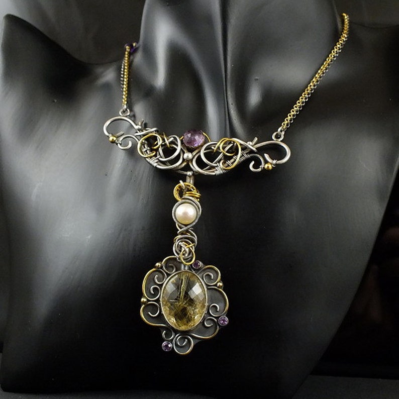 Luxury Wire Wrap Collar Wedding Necklace Gold Plated Etsy