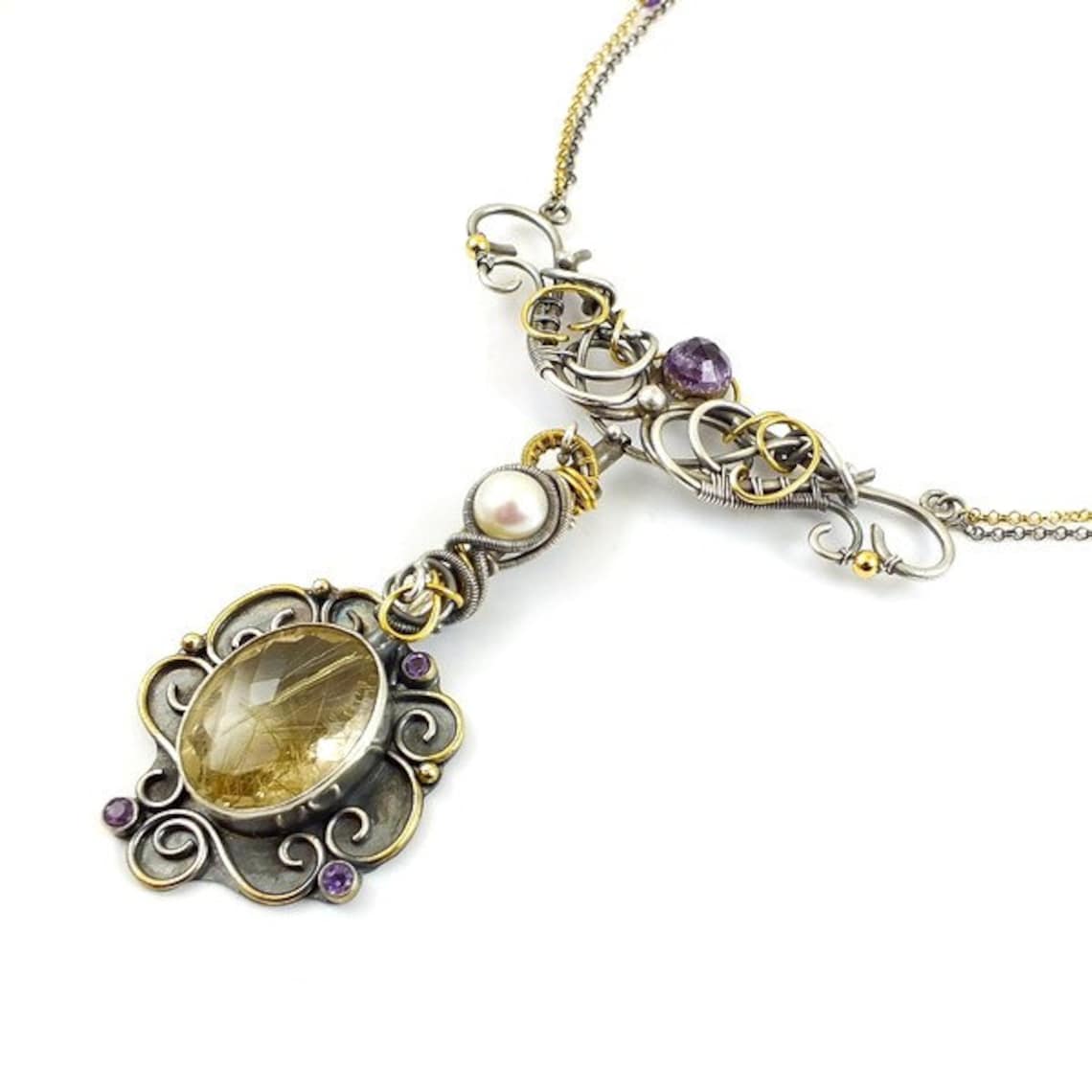 Luxury Wire Wrap Collar Wedding Necklace Gold Plated Etsy