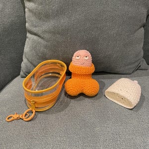 Funny Handmade Plush Keychain – Novelty Adult Gift – Backpack Charm with Hat