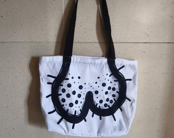 Penis Canvas Tote Bag – Adult Humor Zippered Shoulder & Handbag, Creative Shopping Bag Gift