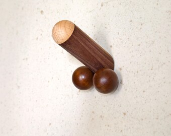 Handmade Wooden Penis Wall Hook – Phallic Art, Adult Humor Home Accent