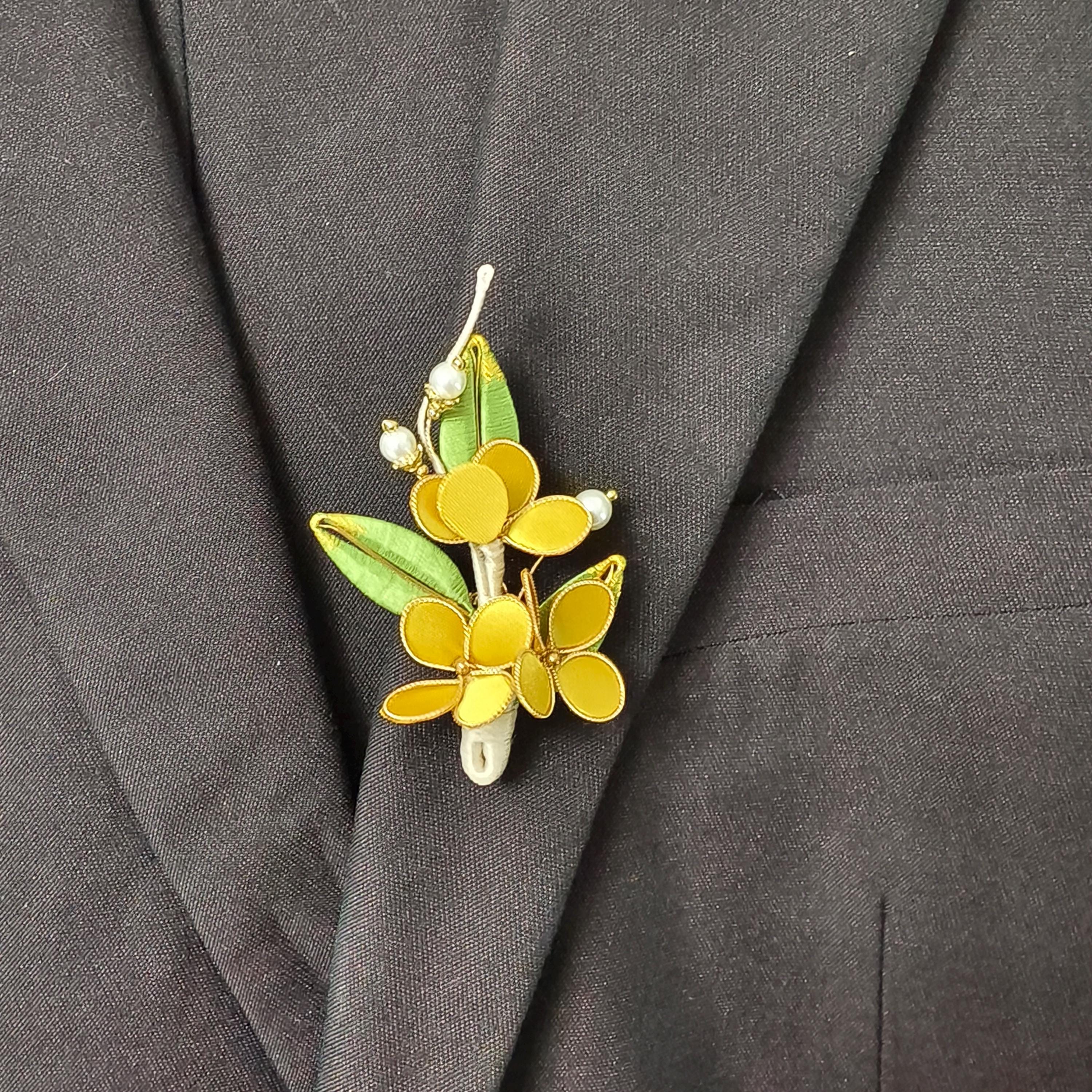 silk flower brooch for dress Petal Silk Flower Brooch
