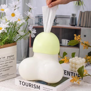 Penis-Shaped Tissue Box Holder – Fits Roll Core Tissue, Tabletop Decoration, Funny Gag Gift