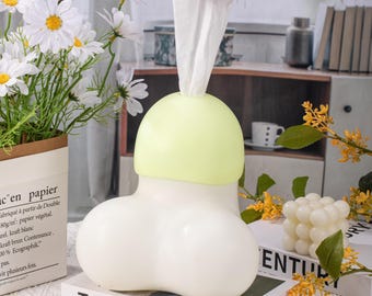 Penis-Shaped Tissue Box Holder – Fits Roll Core Tissue, Tabletop Decoration, Funny Gag Gift
