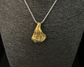 Brass Vulva Rose Pendant Necklace – Unique Female Body Art Jewelry, Adult Humor Gift