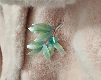 Handmade Bamboo Leaf Silk Brooch – For Evening Gowns, Parties, or a Gift for Mom
