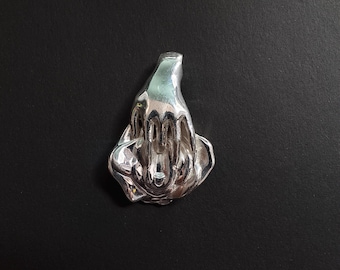 Silver Vulva & Clitoris Pendant – Feminine Body Art Jewelry, Erotic Art Charm