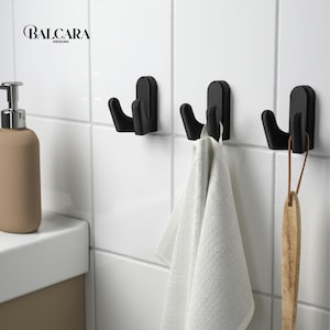 Double Wall Hook for Entryway & Bathroom - Modern Minimalist Towel Hook - Eco-Friendly PLA Plastic - Seamless Hidden Screw Mount