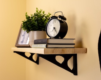 Minimalist Floating Shelf Brackets (Pair) with Hidden Screws - Mid Century Modern Wall Support - Heavy Duty Eco-Friendly PLA Brackets