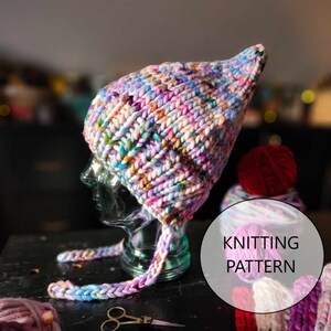 KNITTING PATTERN - The Forest Gnome Split Brim Hat, Super Bulky Knit Hat Pattern