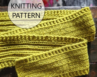 KNITTING PATTERN - The Maple Hill Scarf, Super Bulky Knit Neck Scarf Pattern, Beginner Simple Knit Pattern