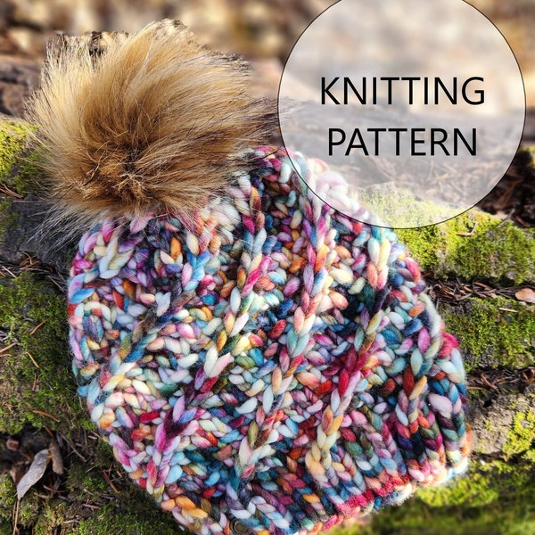 KNITTING PATTERN The North Road Hat, Super Bulky Knit Hat Pattern