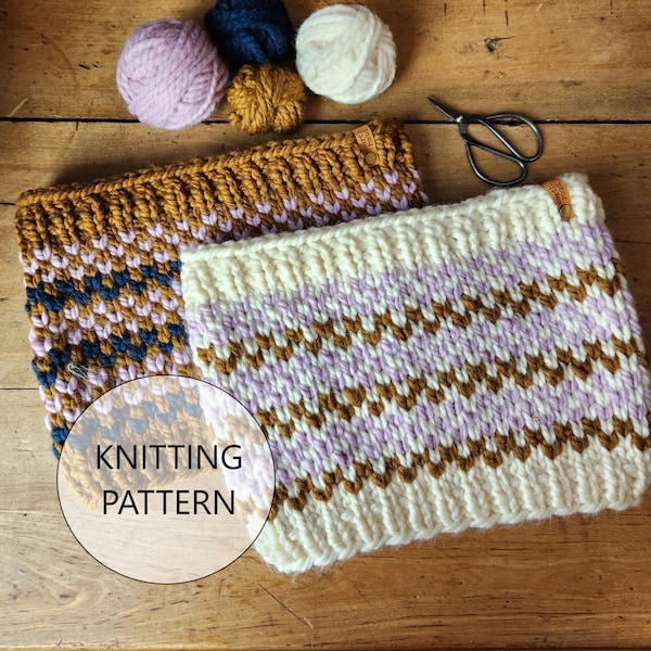 KNITTING PATTERN - The Fresh Tracks Cowl, Super Bulky Knit Neck Scarf Pattern