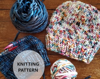 KNITTING PATTERN - The Simple Winter Hat, Super Bulky Knit Hat Pattern