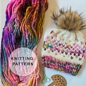 KNITTING PATTERN - The Dancing Waters Hat, Super Bulky Knit Hat Pattern