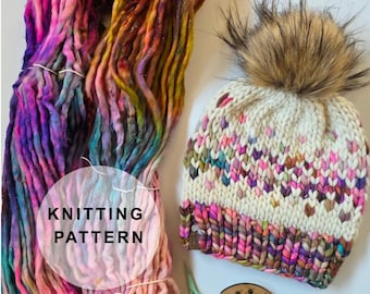 KNITTING PATTERN - The Dancing Waters Hat, Super Bulky Knit Hat Pattern