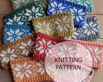 KNITTING PATTERN - Snowflake Headband, Worsted Knit Headband Pattern