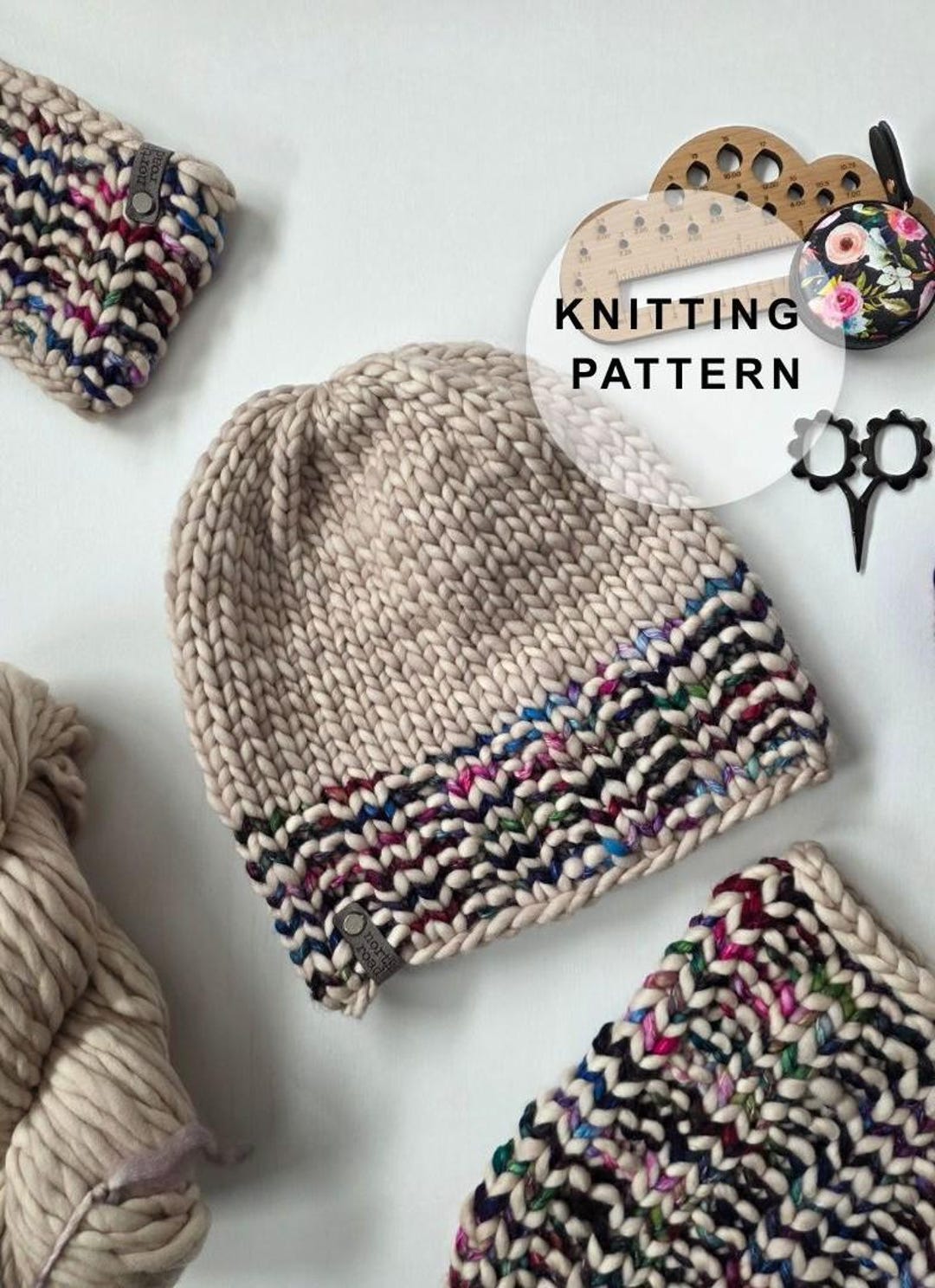 Super Bulky Knit Hat Pattern - Easy Beginner, Trailside (PDF Pattern ...