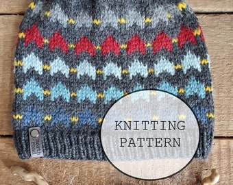 KNITTING PATTERN - The Northern Points Hat, Worsted Weight Knit Hat Pattern