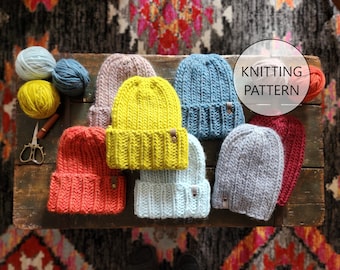 KNITTING PATTERN, Maple Hill Hat, Super Bulky Knit Hat Pattern, Simple Beginner Pattern