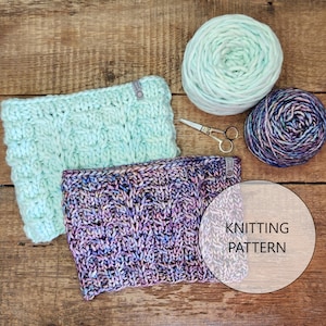 KNITTING PATTERN - The Birch Leaves Cowl, Super Bulky/Light Super Bulky/Heavy Bulky Knit Neck Scarf Pattern