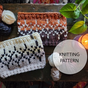 KNITTING PATTERN - Diamond Willow Cowl, Super Bulky Knit Cowl Neck Warmer Scarf Pattern