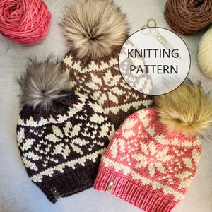 KNITTING PATTERN - The Snowflake Hat, Bulky Knit Hat Pattern