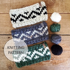 KNITTING PATTERN - Gunflint Trail Headband, Super Bulky Knit Headband Pattern