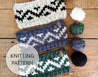 KNITTING PATTERN - Gunflint Trail Headband, Super Bulky Knit Headband Pattern