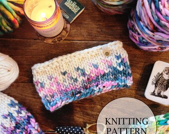 KNITTING PATTERN -Dancing Lights Headband, Super Bulky Knit Headband Pattern