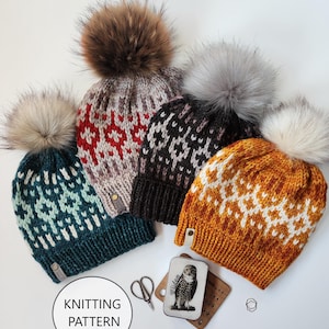 KNITTING PATTERN - The Owl&#39;s Nest Hat, Bulky Knit Hat Pattern
