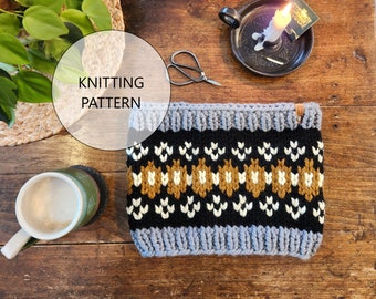 KNITTING PATTERN - Lutsen Cowl, Super Bulky Knit Neck Scarf Pattern