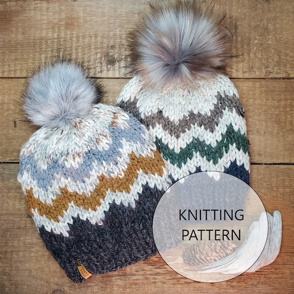 KNITTING PATTERN - The Spruce Point Hat, Super Bulky Knit Hat Pattern