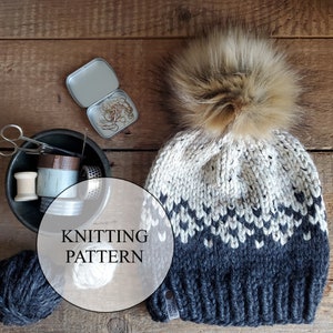 KNITTING PATTERN - Hollow Rock Hat, Super Bulky Knit Hat Pattern
